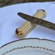 Vintage Art Deco Knife Rest – Cream Beige Ceramic with Gold Trim