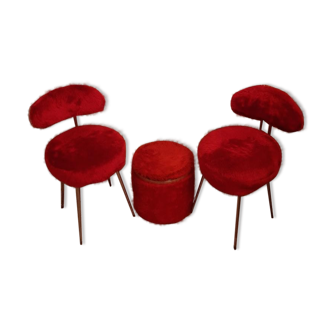 Ensemble moumoute 2 chaises et 1 pouf