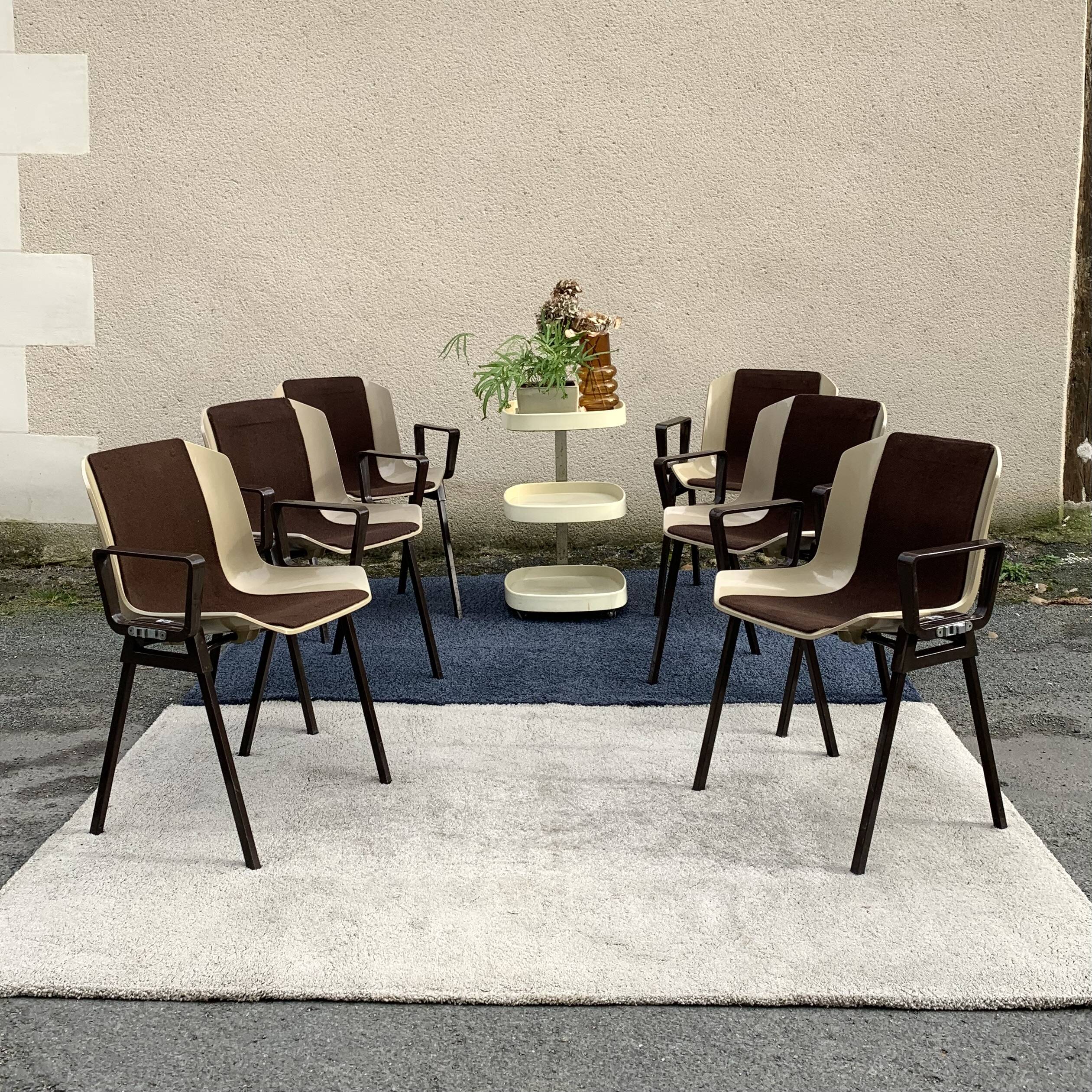 Set of 6 Albert Jacob / Grofillex bridge armchairs 1970