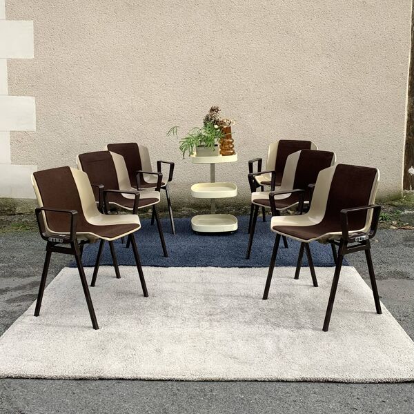 Set de 6 fauteuils bridges Albert Jacob / Grofillex 1970