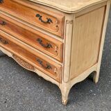 Bibus Louis XV chest of drawers renovated in raw solid wood and marquetry