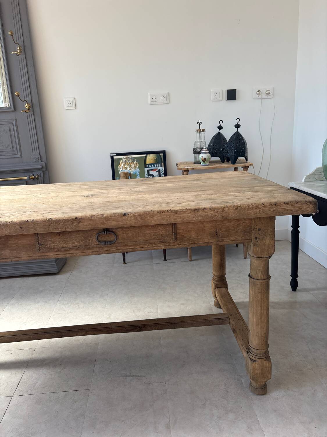 Table de ferme en chêne massif aerogommé