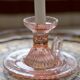 Pale pink glass candlestick mid-century, Europe, 1960s