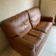 Vintage leather sofa 2 seater convertible caramel color