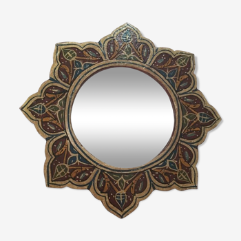 Miroir fleur en bois peint 24cm