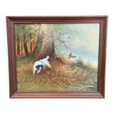 Tableau L Eiford oil painting on canvas hunting dog 68x58cm