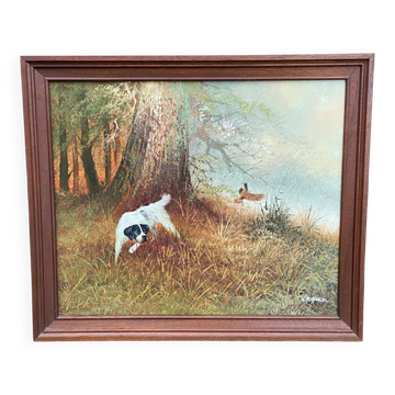 Tableau L Eiford oil painting on canvas hunting dog 68x58cm