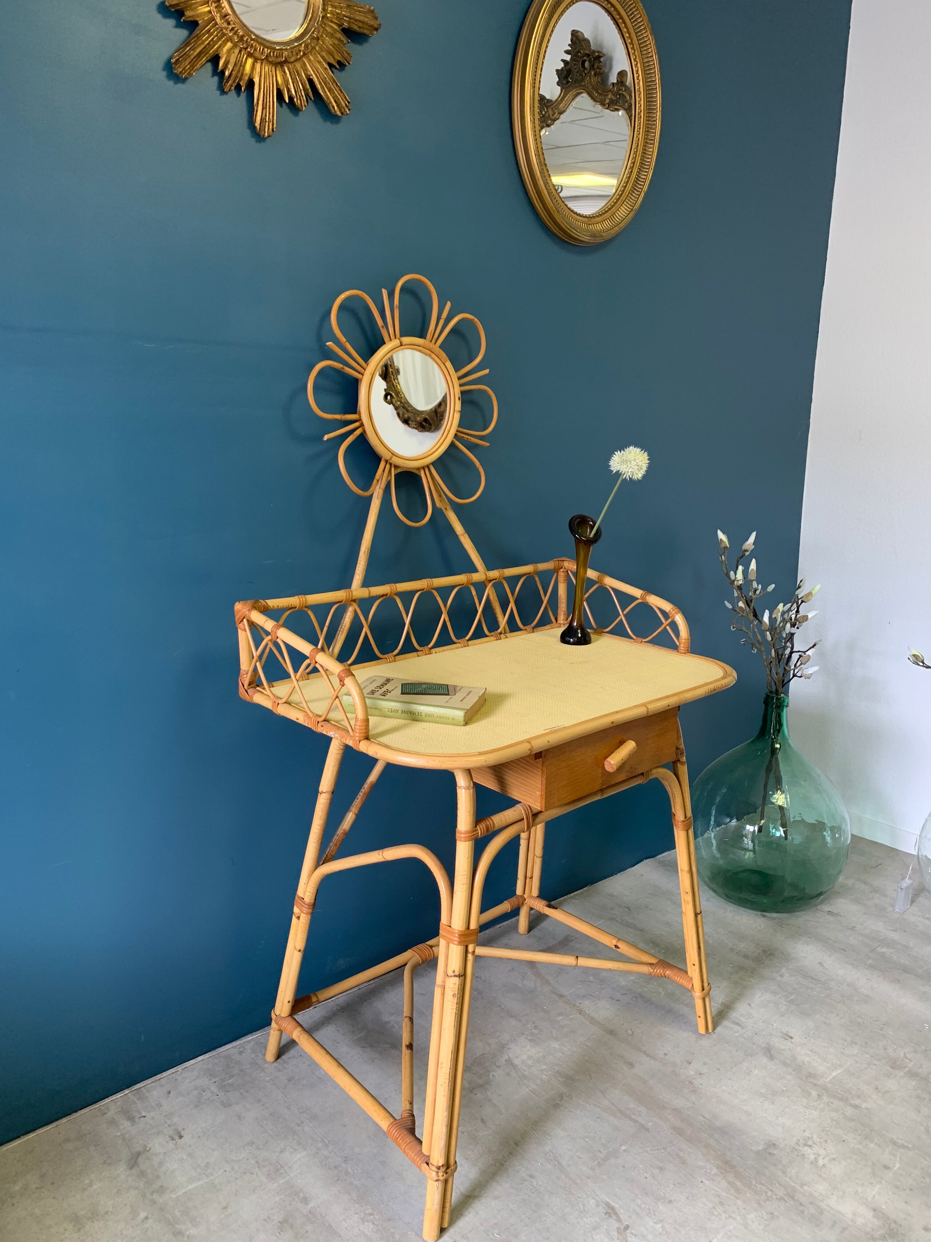 Rattan hairdresser and vintage wicker