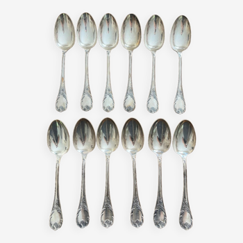 Cristofle table spoons in silver metal, Marly model, 12 pieces