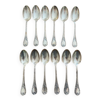 Cristofle table spoons in silver metal, Marly model, 12 pieces