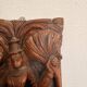 Tableau, panneau en bois sculpté vintage figurant une divinité, Inde