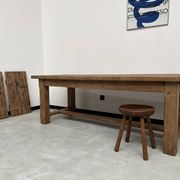Large solid oak farm table with its extensions, 1950s