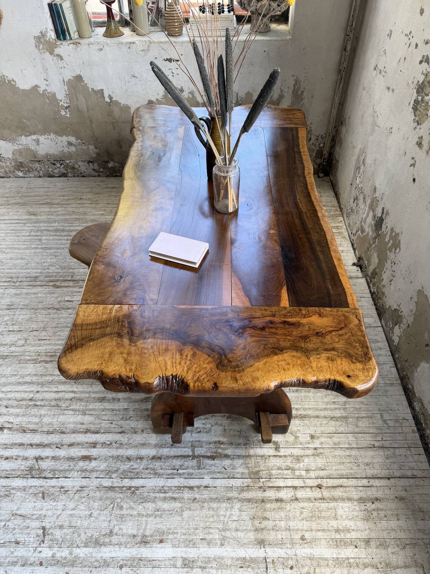 Dining table in solid olive wood Maison Skela 1960