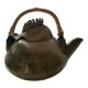 Handmade ceramic teapot with green fish and bamboo