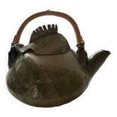 Théière en céramique artisanale vert poisson et bambou