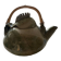 Handmade ceramic teapot with green fish and bamboo