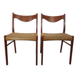 Set of Teak and Paper Cord Dining Chairs by Ejner Larsen for Glyngøre Stolefabrik, 1960s