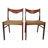 Set of Teak & Paper Cord Dining Chairs by Ejner Larsen for Glyngore Stolefabrik, 1960s