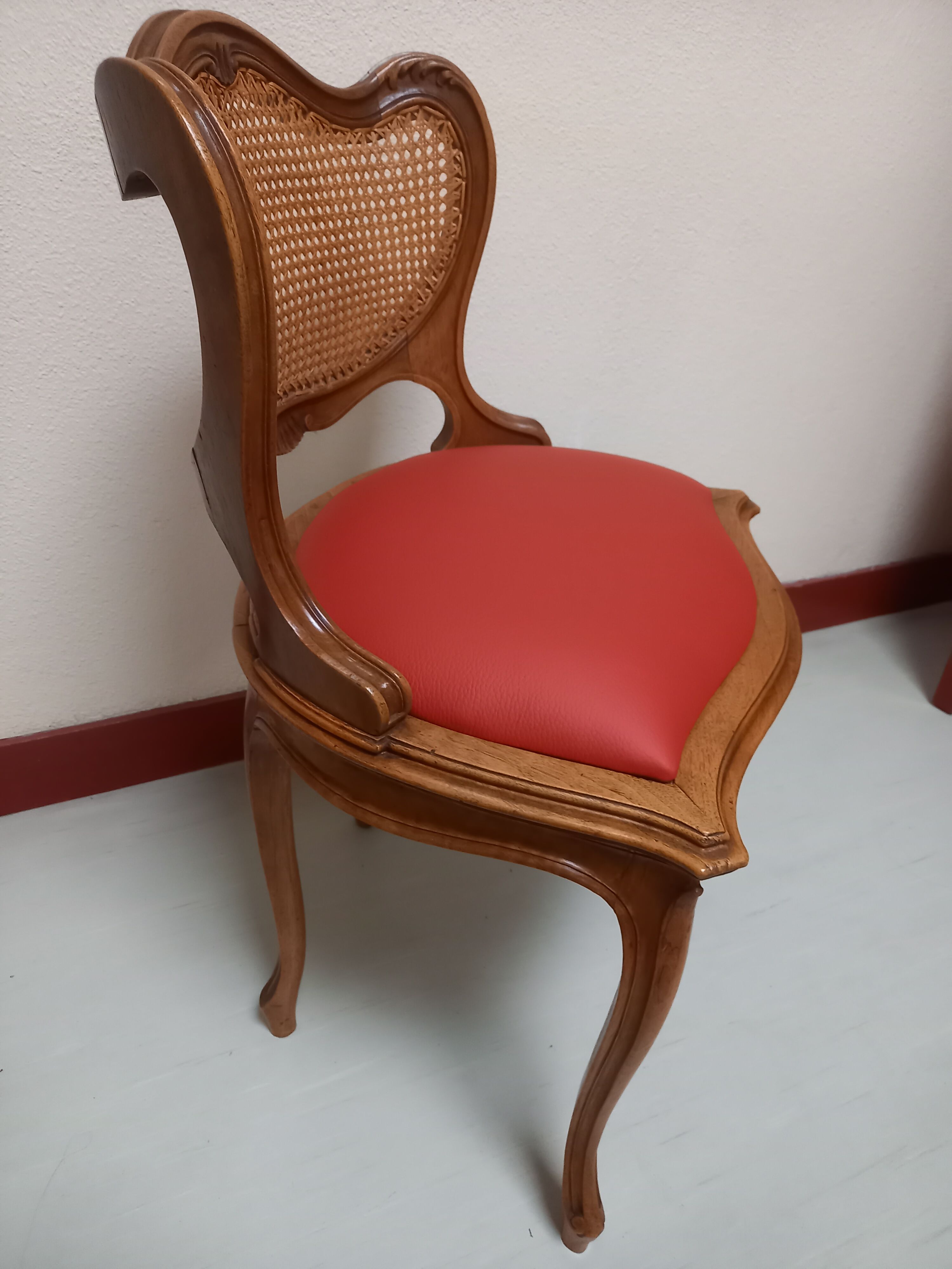 Office armchair Louis XV style red leather