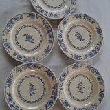Lot de 5 assiettes à dessert motif bleu