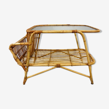Rattan table with magazine holder 1960’s