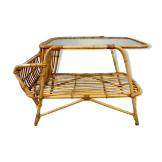 Rattan table with magazine holder 1960’s