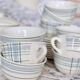 Vintage 10-person coffee set with Salins earthenware and geometric design
