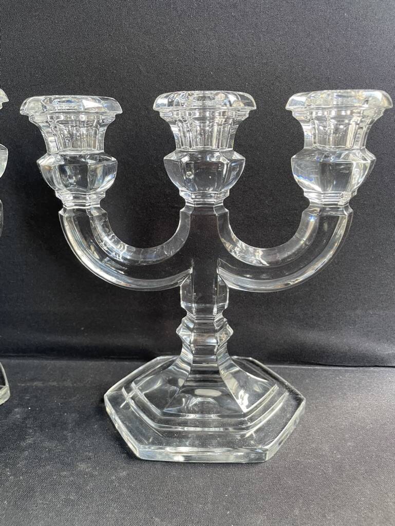 Pair of crystal candlesticks – Bernard Schott – Hellert (Moselle)