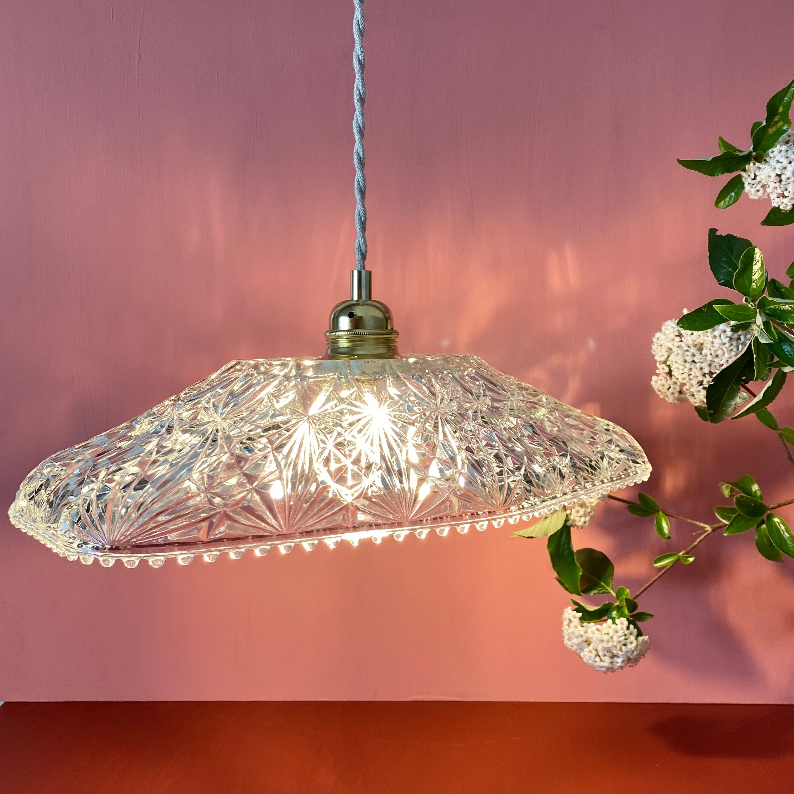 Vintage molded glass lampshade pendant lamp