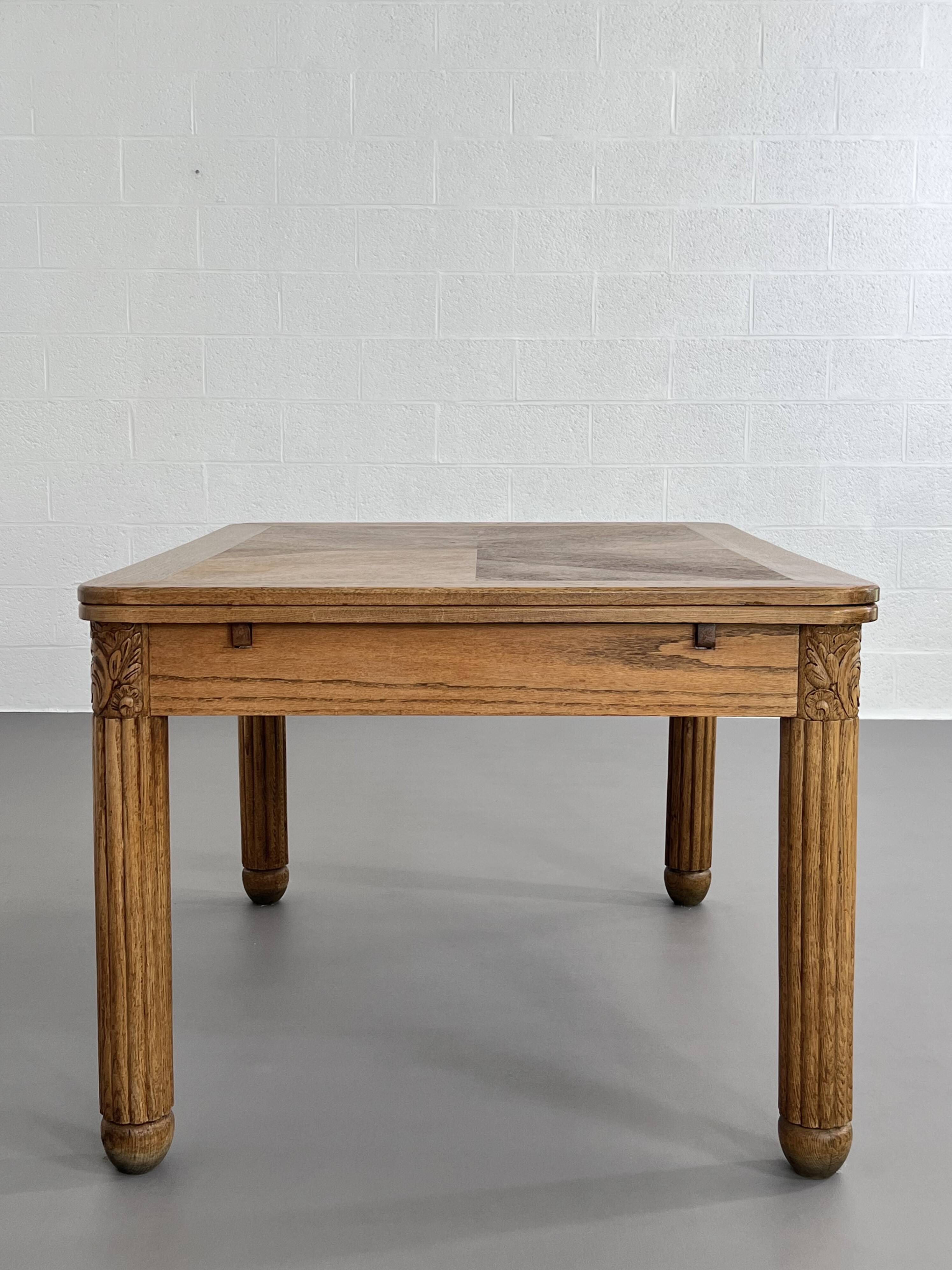 Rectangular dining table in oak and extendable early twentieth century