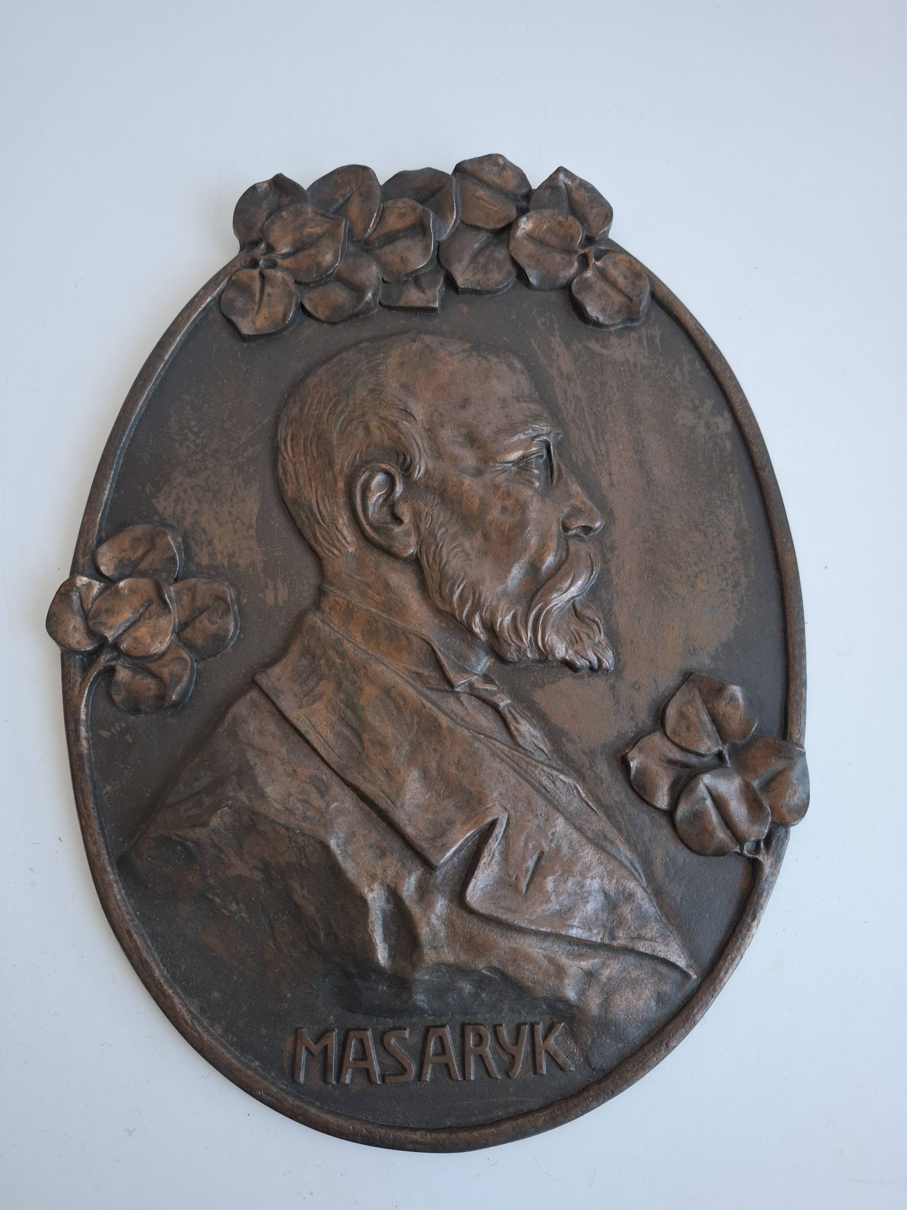 Plaque murale Art Déco T. G. Masaryk 1920, Tchécoslovaquie