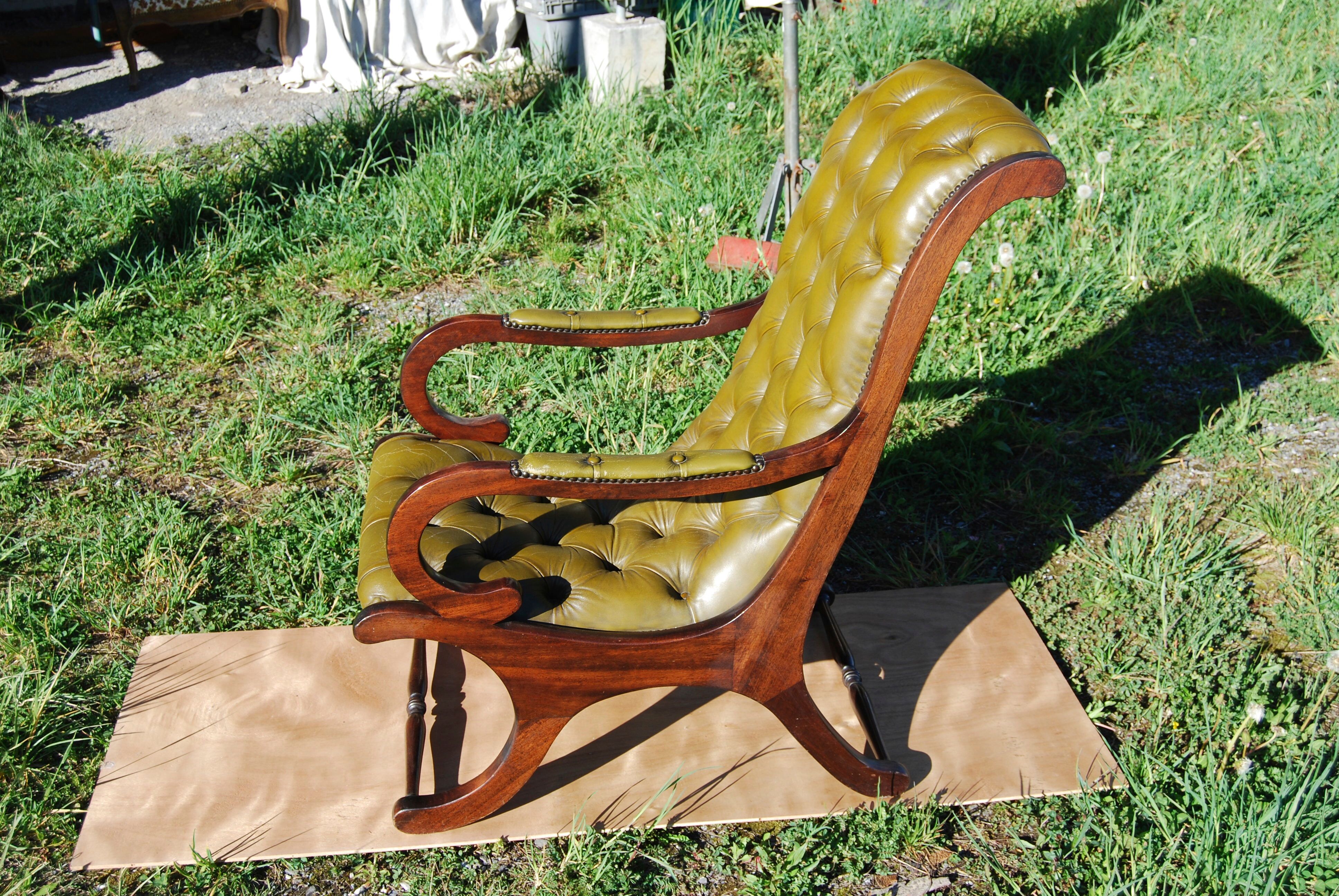 Chesterfield Victoria chair in green leather.