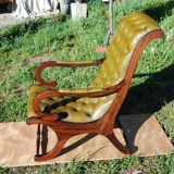 Chesterfield Victoria chair in green leather.