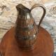 Old pitcher wood + strapping gold metal tableware style xixth vintage