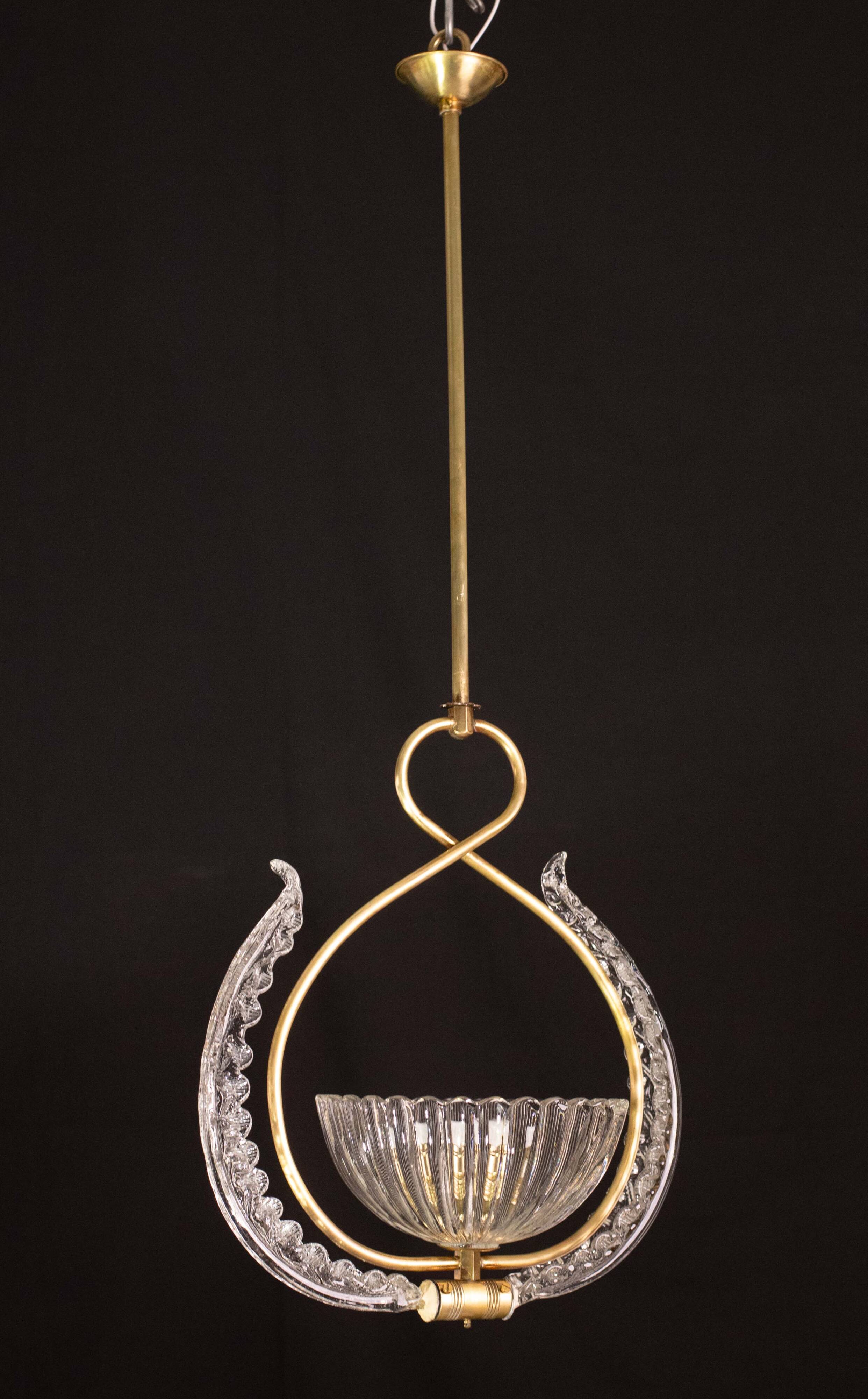 Élégant lustre Art Déco Barovier et Toso, années 1940