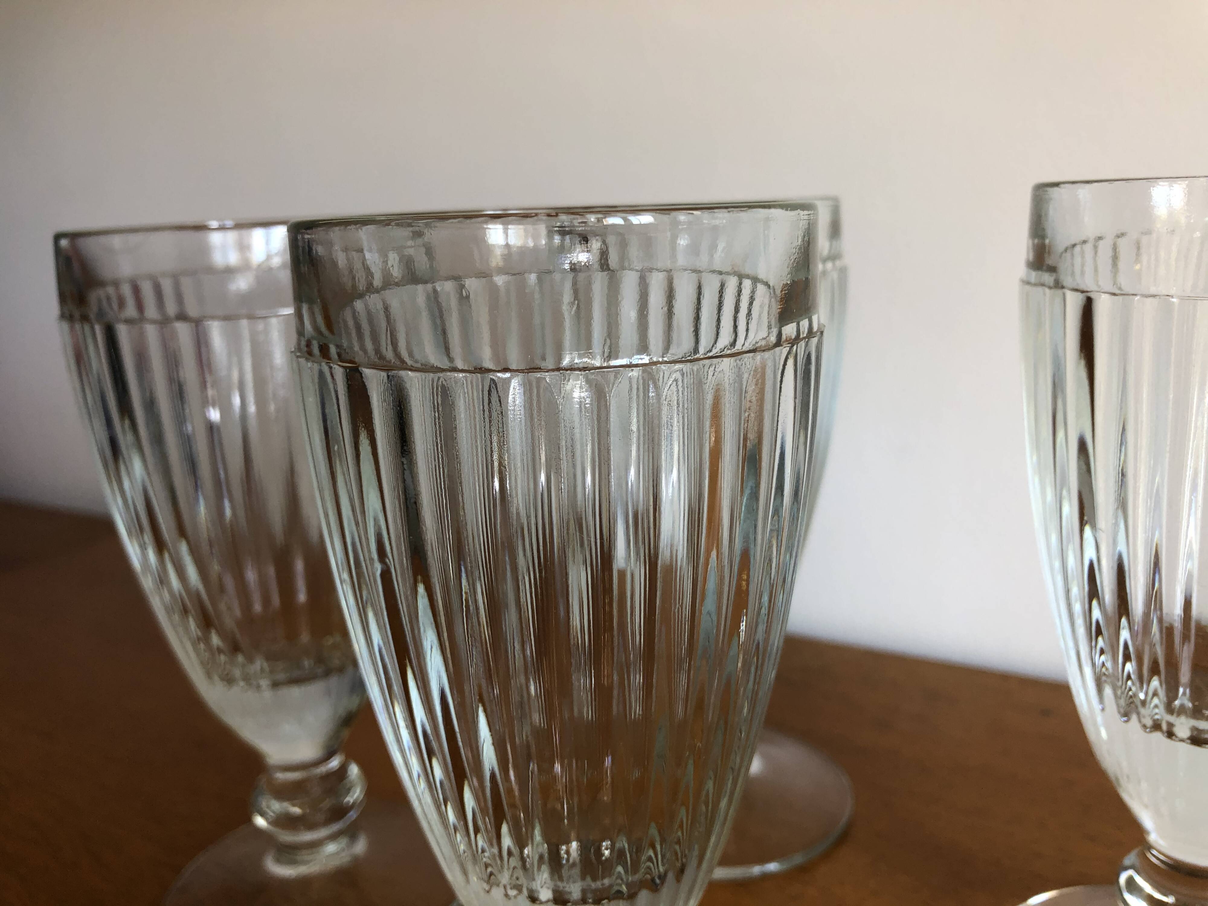 4 bistrot ice cream cups thick glass vintage