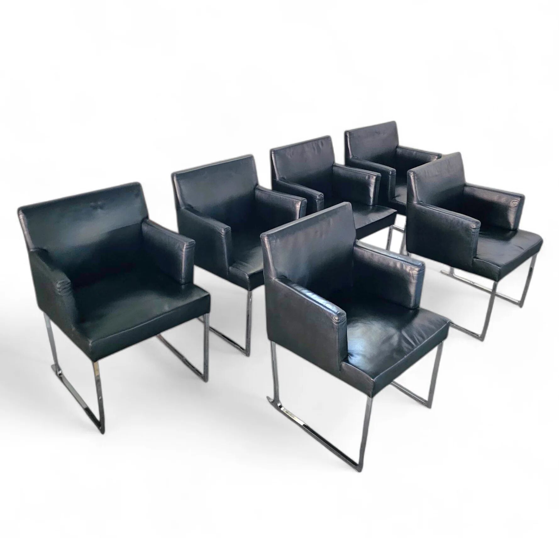 6 x Solo chair by Antonio Citterio for B&B Italia / Black leather
