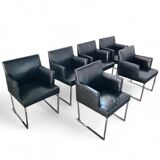 6 x Solo chair by Antonio Citterio for B&B Italia / Black leather