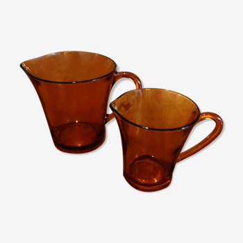 Set coffee pitchers and amber creamer Duralex