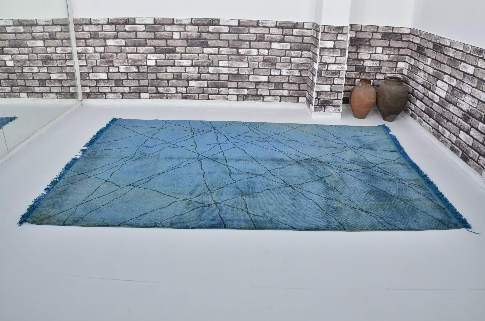 Turqouise Vintage Handmade Hemp Rug sku 3001