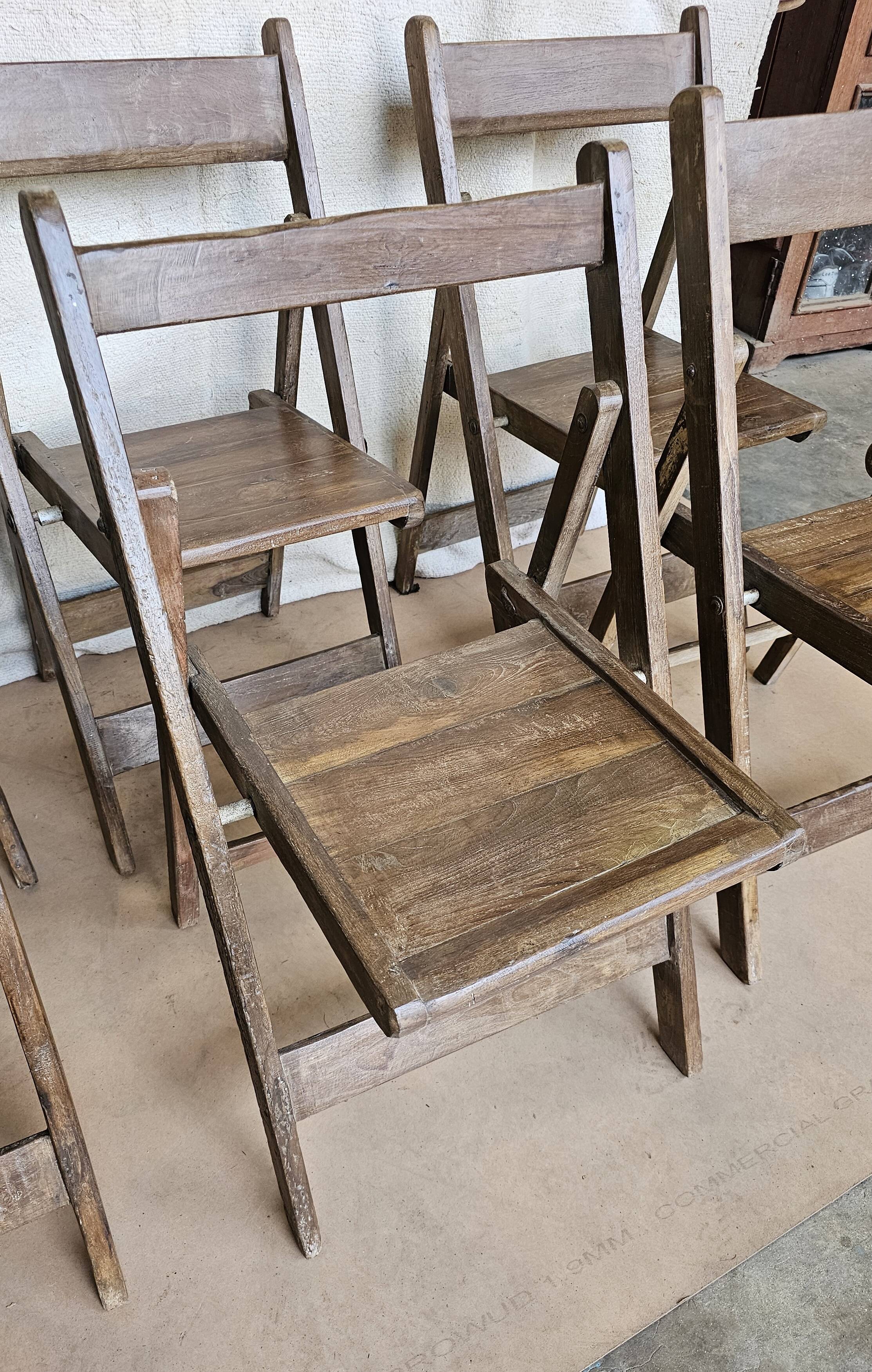 Lot de 6 chaises de cinéma pliante en teck