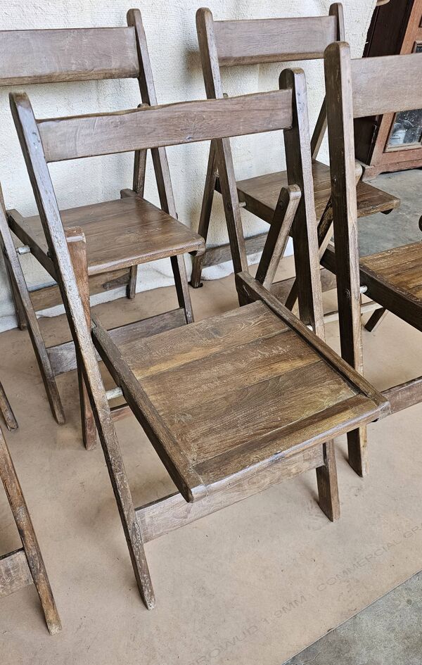 Lot de 6 chaises de cinéma pliante en teck