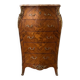 Chiffonnier galbé Louis XV en bois de rose et marbre beige