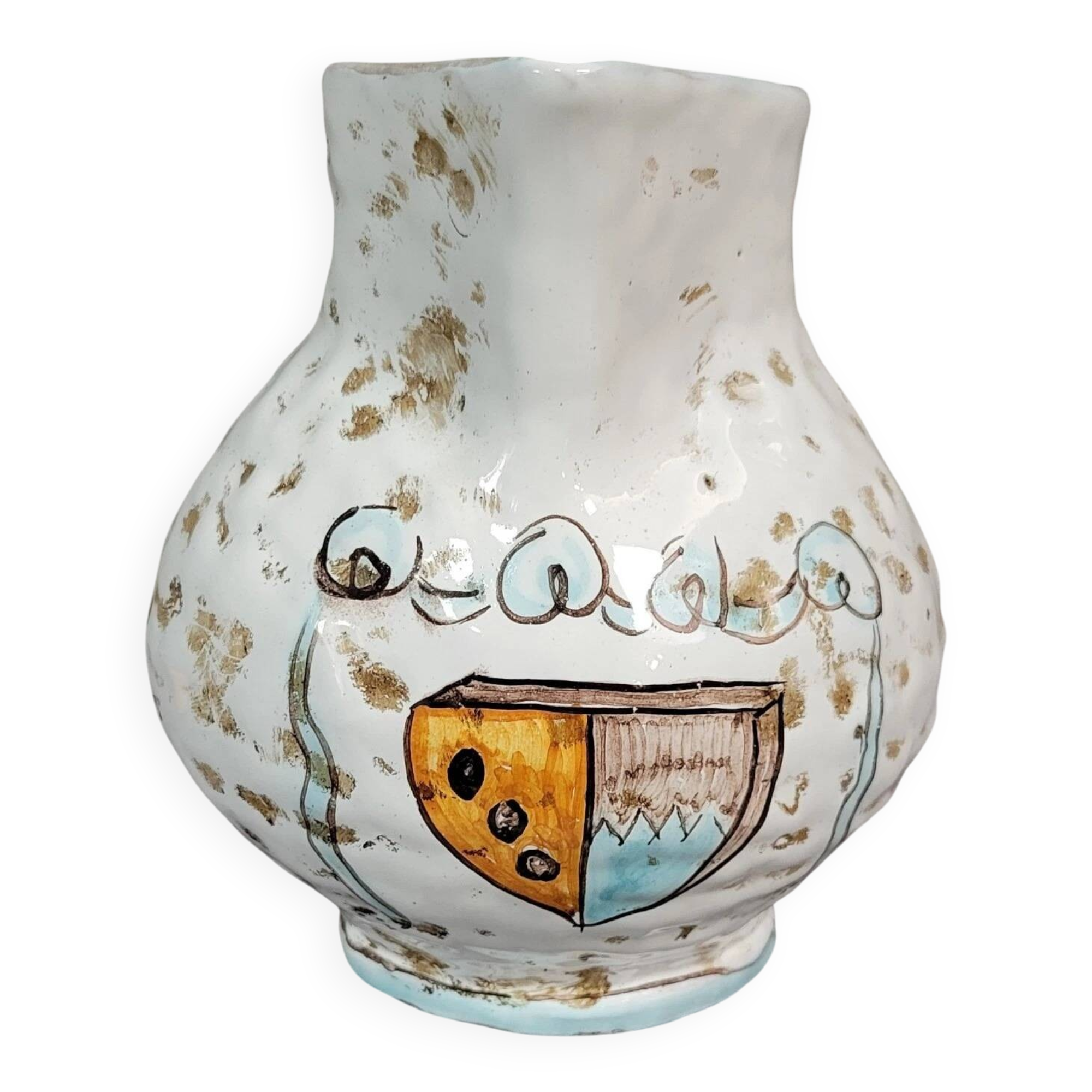 Sicily Pluchino Del Chiaro: Vintage ceramic vase with painted decorations