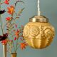 Vintage art deco globe pendant light in ochre opaline