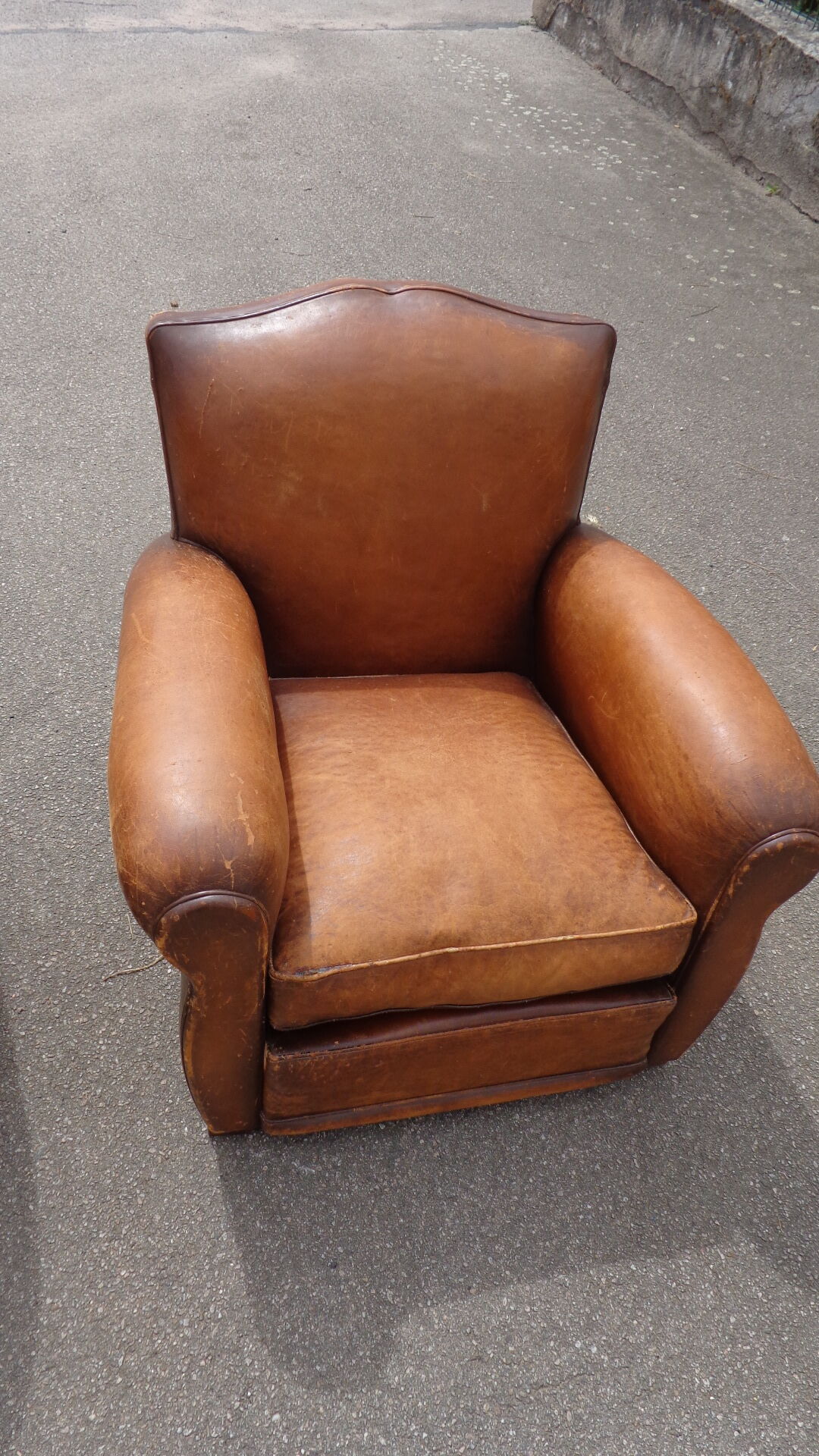 Pair of leather club armchairs