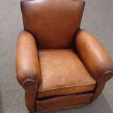 Pair of leather club armchairs