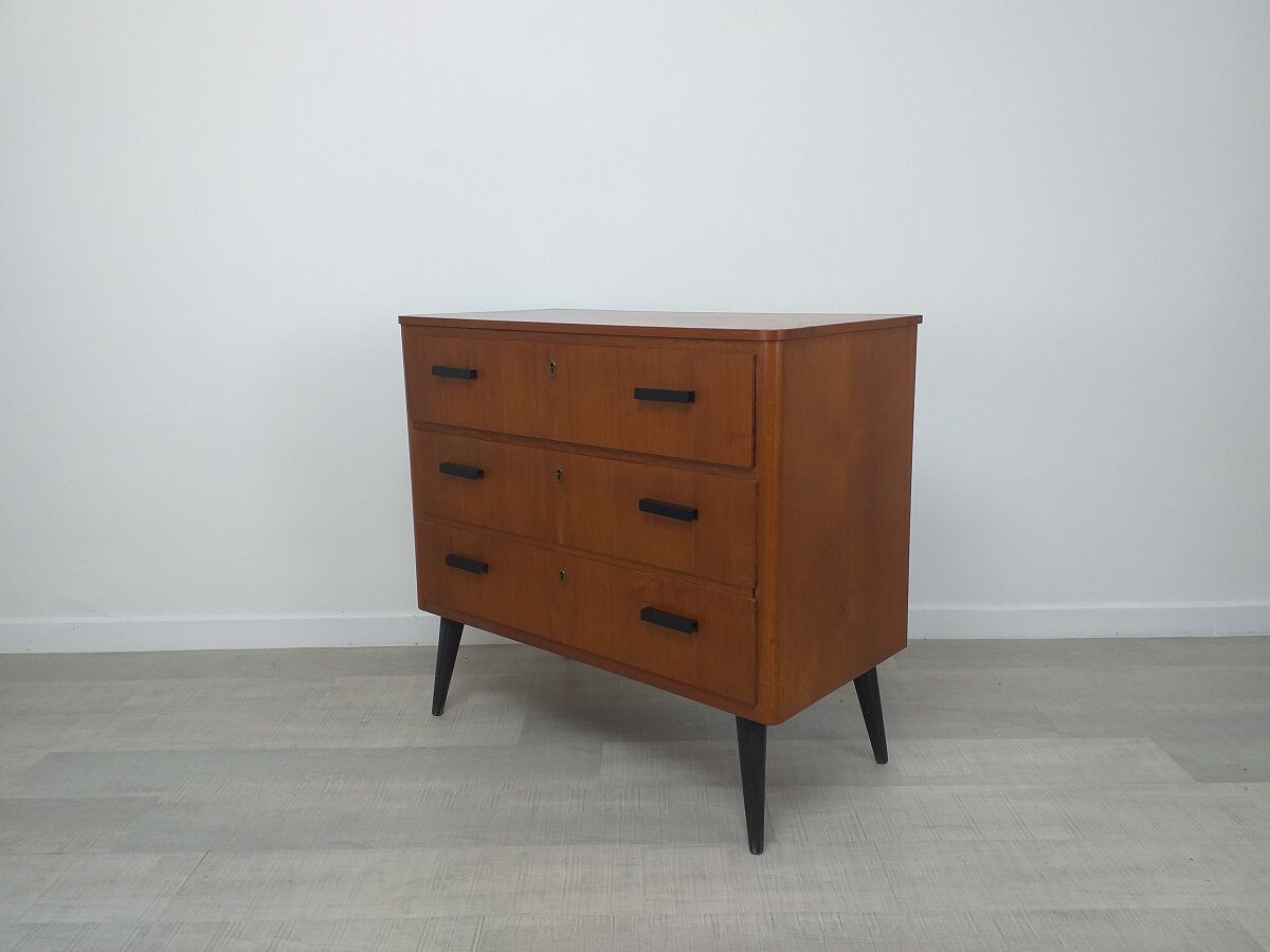 Scandinavian dresser 60s teak vintage compass feet
