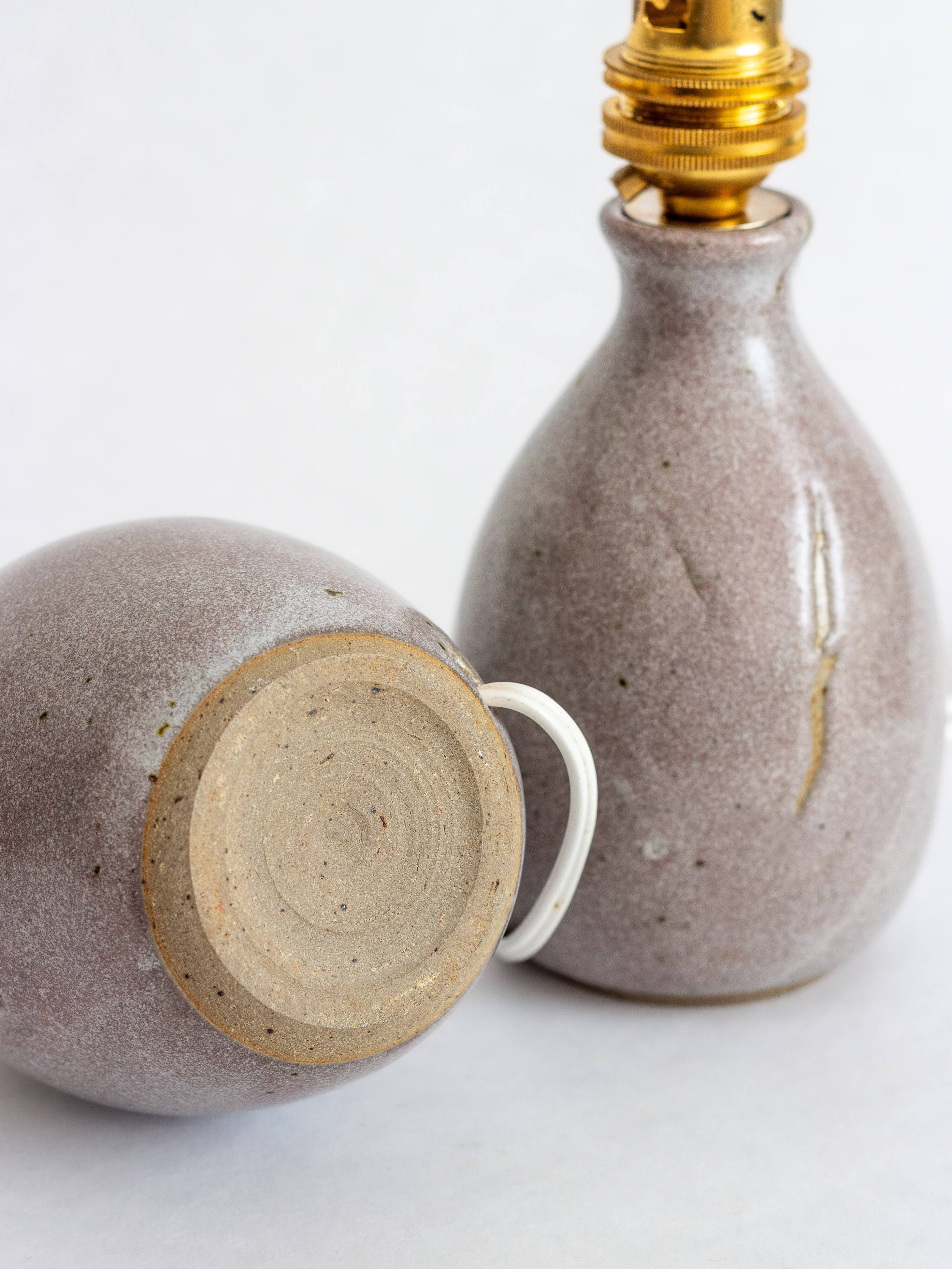 Set of two small glazed stoneware lamp bases – 1960s