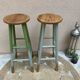 Pair of pine bistro stools